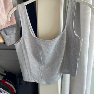 Silver sparkly corset cropped tank